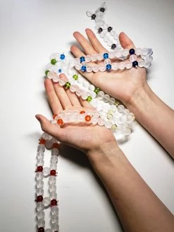 Tools4transformation Spinal Mats - Healing & Rejuvenating 7 Chakra Spinal Mat With Andara Crystal & Frosted Quartz Beads 37inch