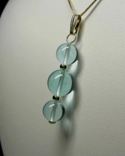 Tools4transformation Aqua - Blue Andara Crystal With Gold Pendant (2 X 10mm & 1 X 12mm) Pendants