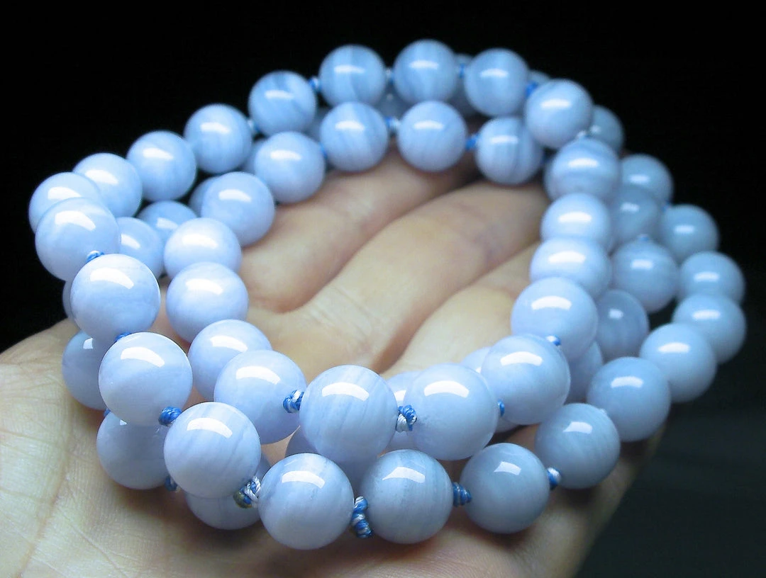 Tools4transformation Blue Lace Agate EO++ 10+mm 28inch Agate - Blue Lace