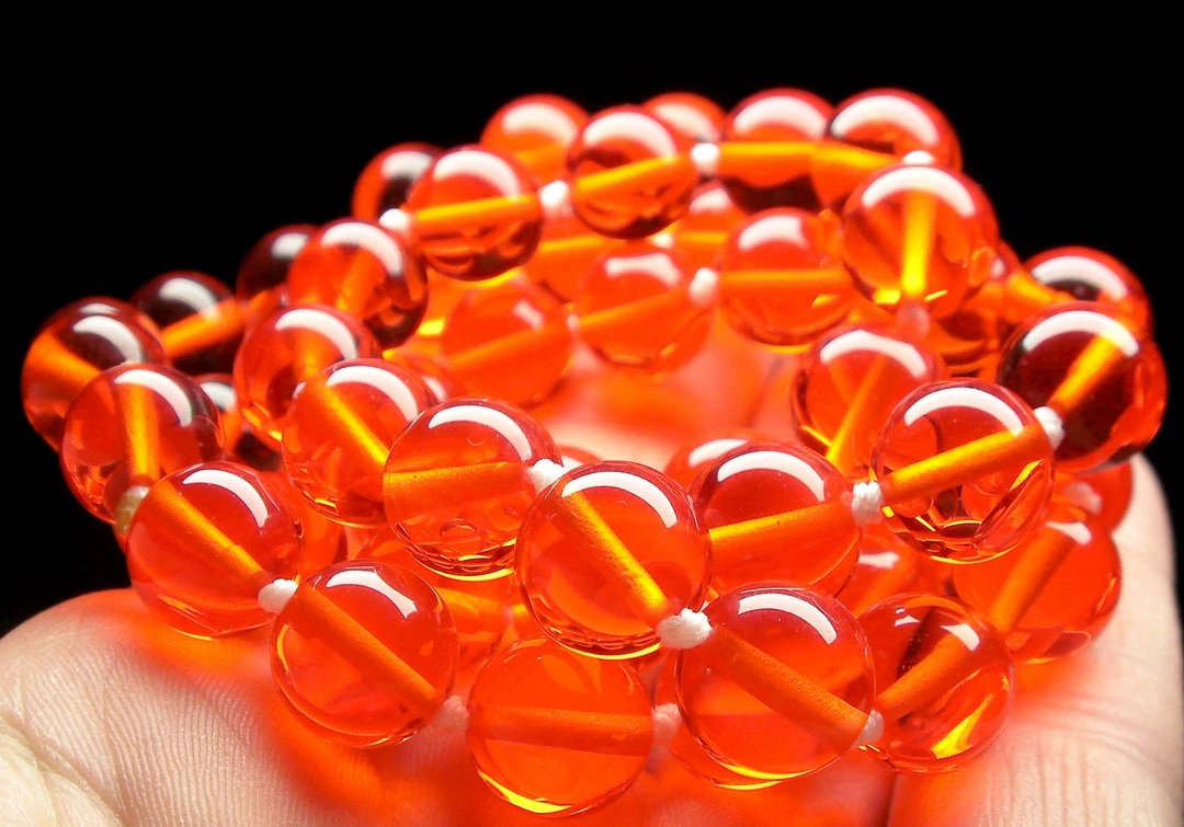 Tools4transformation Orange Red Andara Crystal Necklace 10mm 25inch
