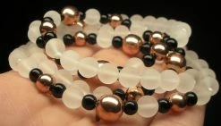 Tools4transformation Copper With Frosted Quartz & Black Obsidian 4.5-8mm 25inch