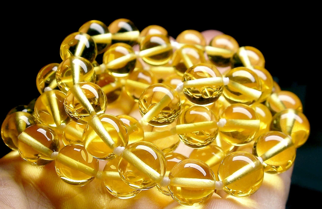 Tools4transformation Yellow Golden Andara Crystal Necklace 10mm 25.5inch