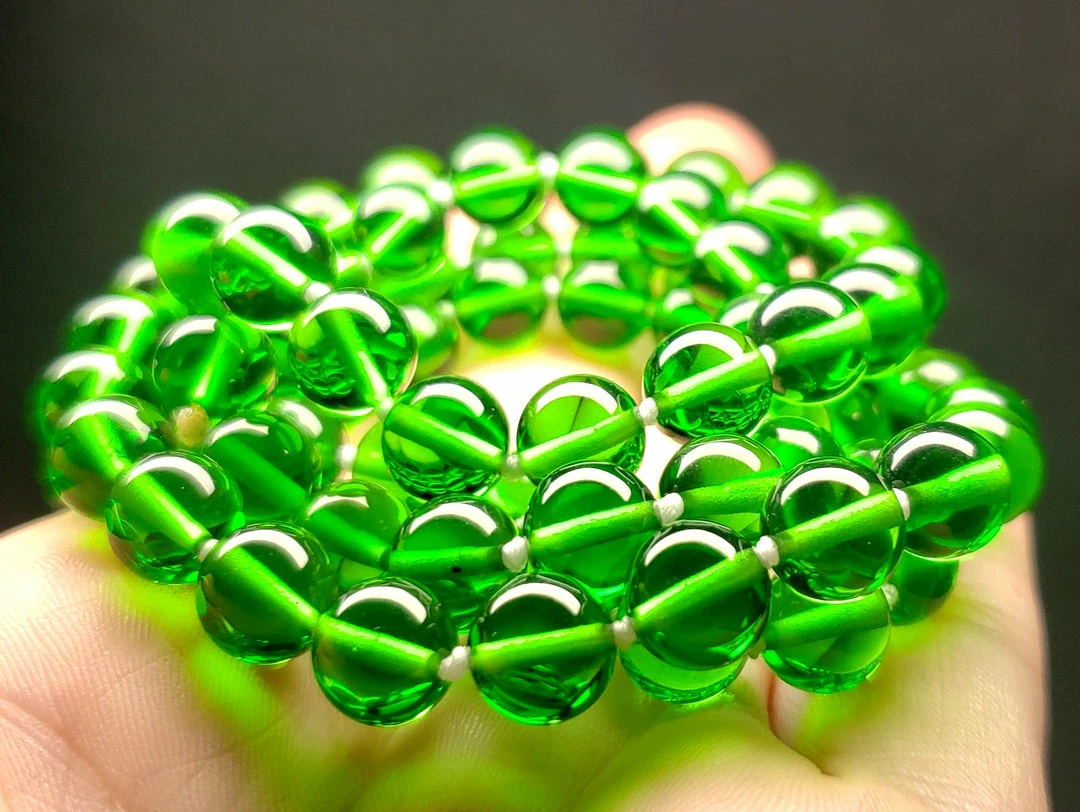 Tools4transformation Green Andara Crystal Necklace 8mm 24.5inch