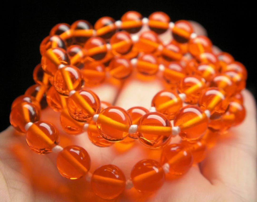 Tools4transformation Orange Andara Crystal Necklace 8mm 25.25inch