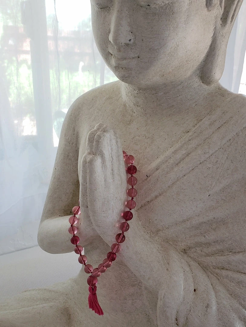 Tools4transformation Andara Crystal Mala / Prayer Beads - Rose & Peach Pink