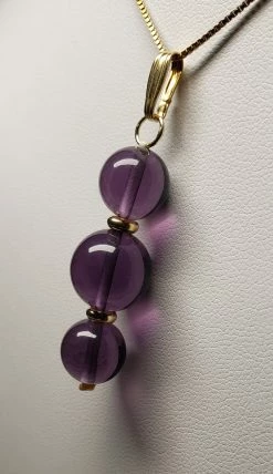 Tools4transformation Purple Andara Crystal With Gold Pendant (2 X 10mm & 1 X 12mm)